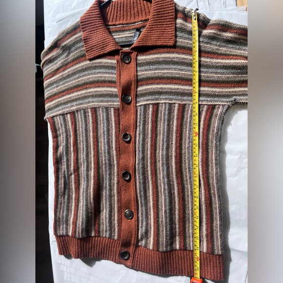 Vintage Robert Bruce Size Large Cardigan Sweater Tan USA-retro - Picture 7 of 7
